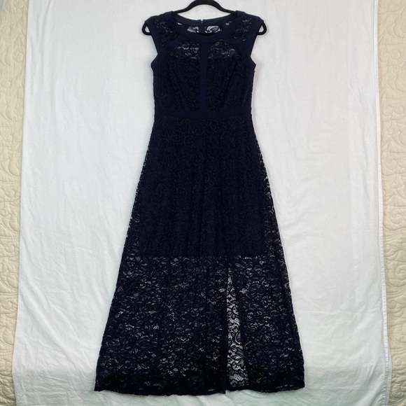 Enfocus Navy Blue Lace Cocktail Dress Size 8 - Picture 2 of 11